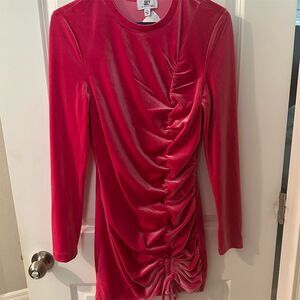 Juicy Couture Women's Red Velour Ruched Mini Dress Size M